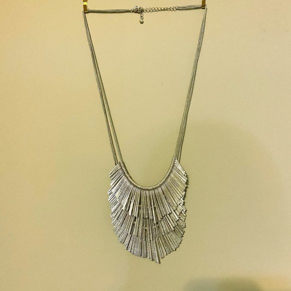 Brushed silver layered necklace